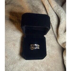 925 Sterling Silver Adjustable Multi Band Crossover Ring Modern Statement